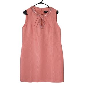 Tahari by Arthur Levine Pink Jeweled Sheath Dress Size 12